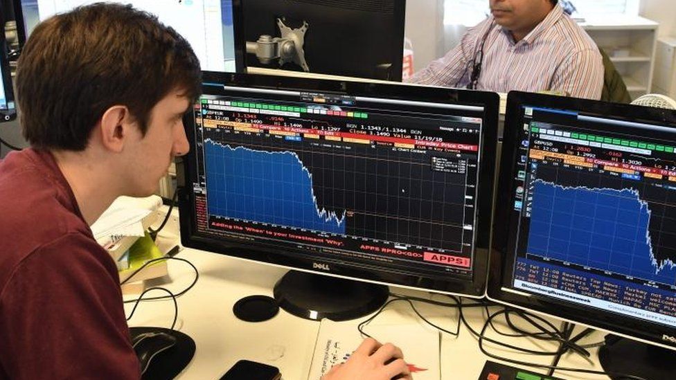 Trader looking at screens