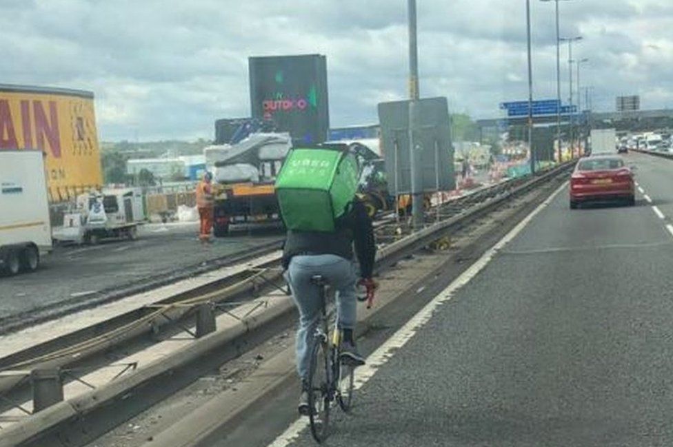 Cyclist on M5