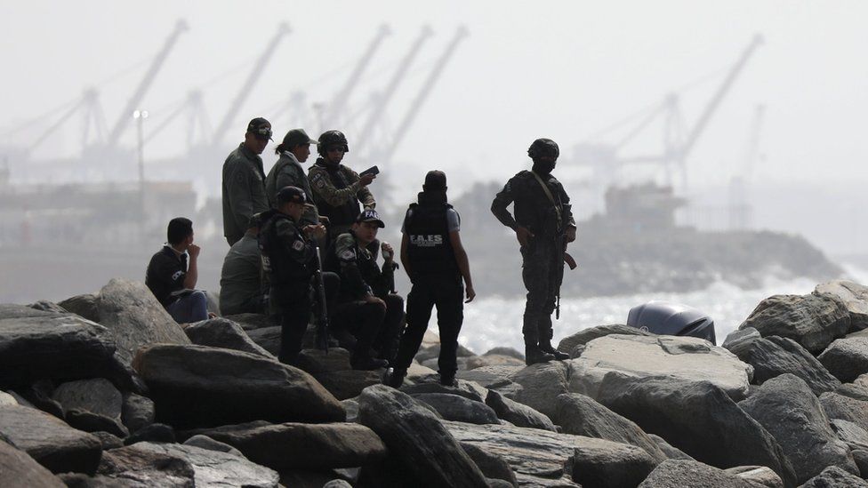 Venezuelan security forces in Macuto after the alleged invasion attempt