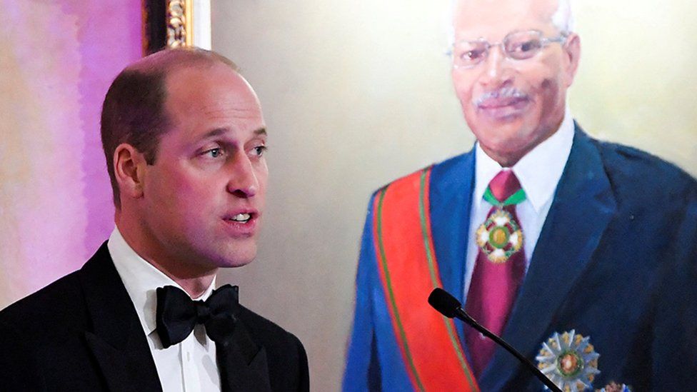 The Duke of Cambridge delivers a speech during a dinner hosted by the Governor General of Jamaica