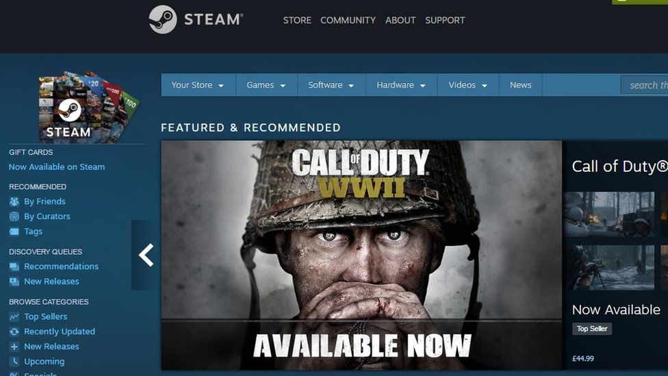 Steam home page