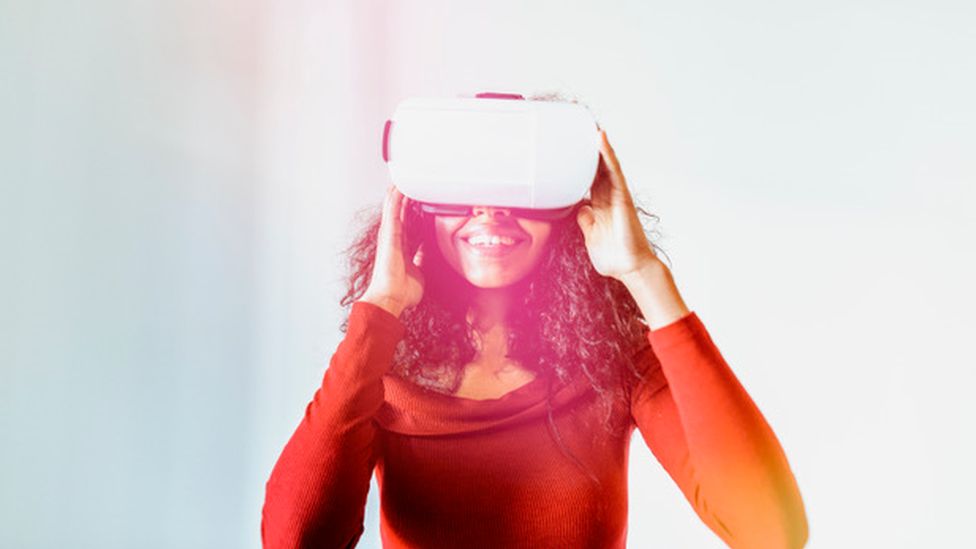 Woman with VR headset