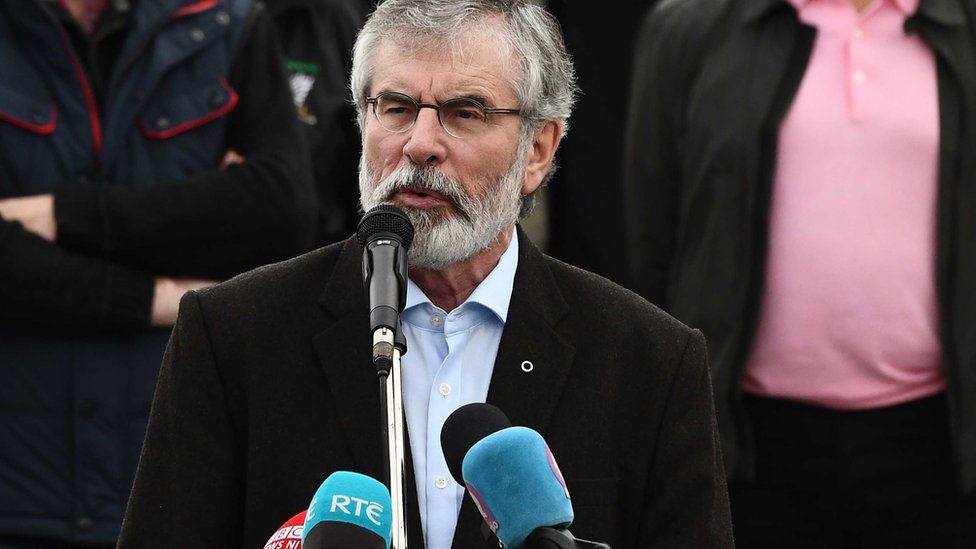Gerry Adams speaking at a hunger strike commemoration event in west Belfast