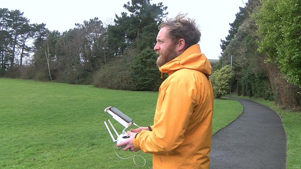 Dr Andy Hardy controlling a drone