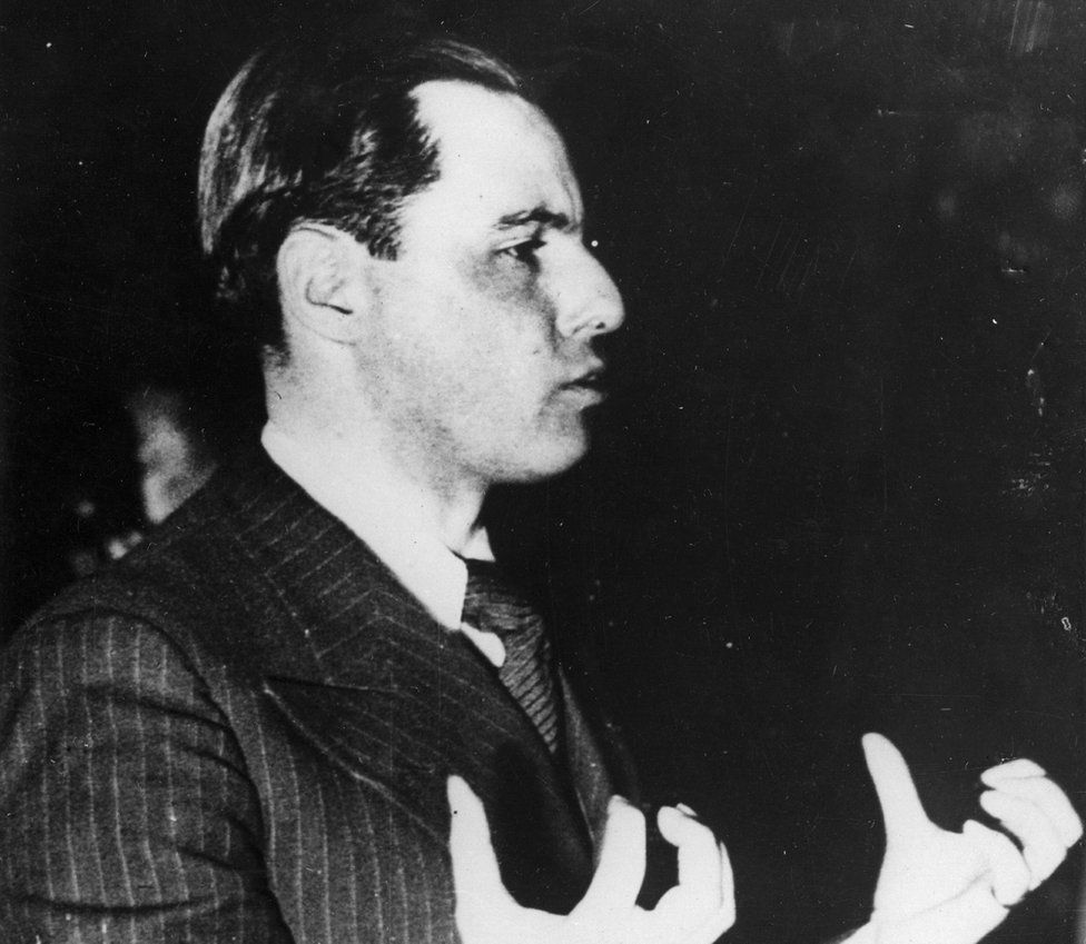 Belgian Nazi collaborationist leader Leon Degrelle, circa 1957