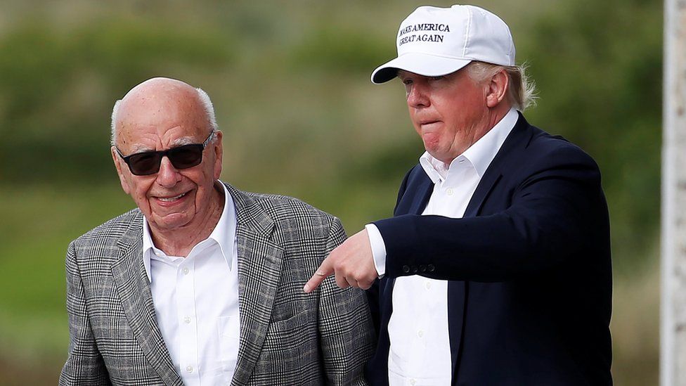 Rupert Murdoch (left) with presidential candidate Donald Trump before the 2016 election