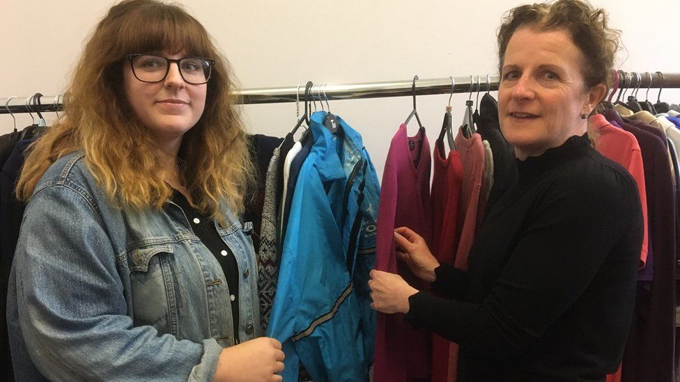 Leader of York Council Claire Douglas, left, with Keira Snaith, manager of Carecent which helps homeless people
