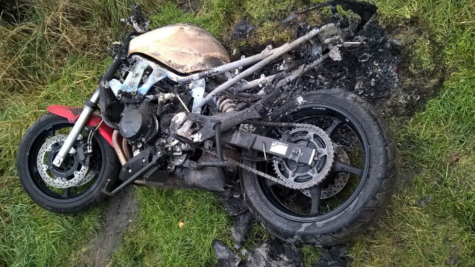 Burnt motorbike