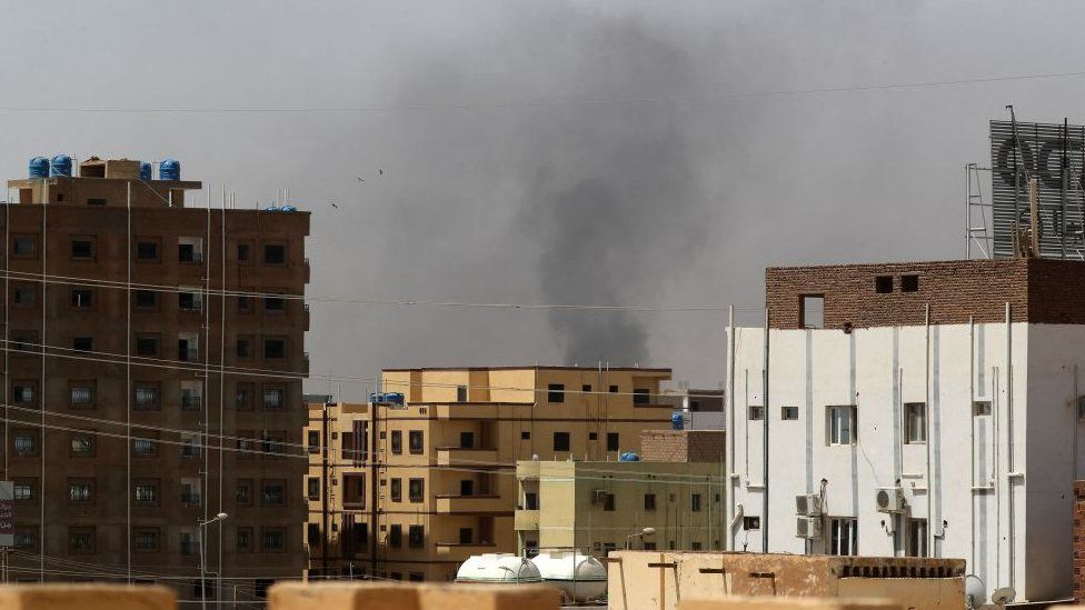 Smoke rising from a building