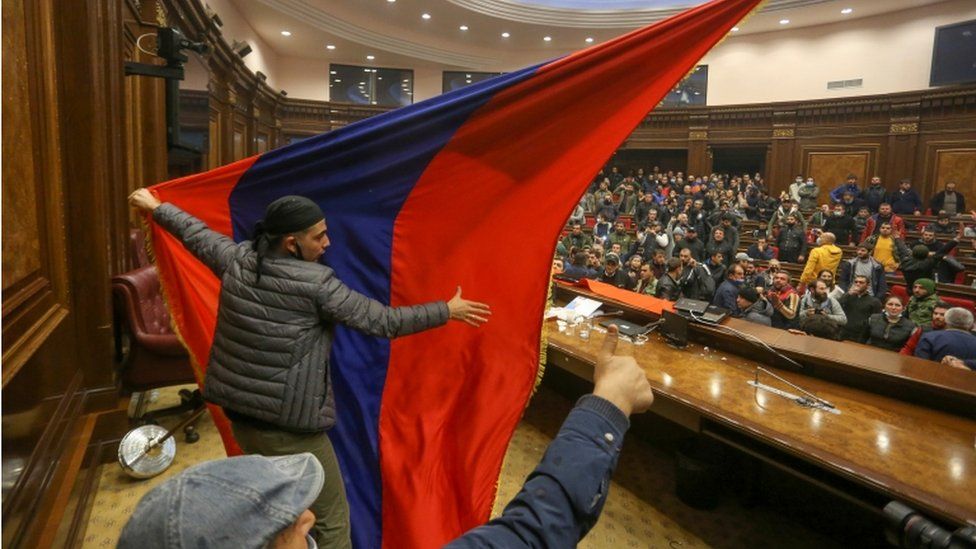 Protesters storm parliament in Armenia