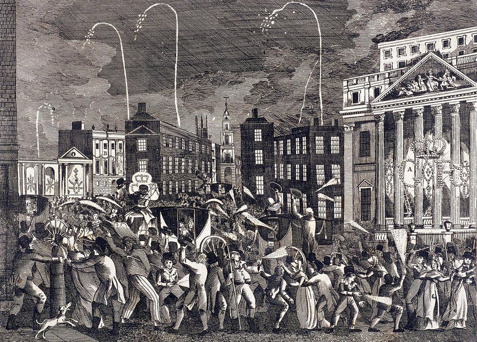 View of the celebrations which took place outside the Mansion house, London, on 25 October 1809, to mark the Golden Jubilee of King George III.