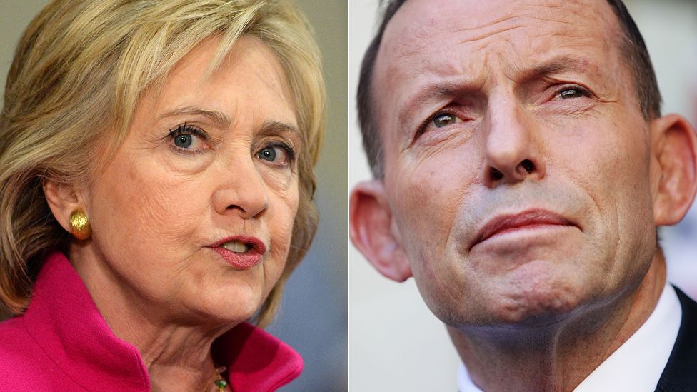 Presidential hopeful Hillary Clinton and former Australia Prime Minster Tony Abbott