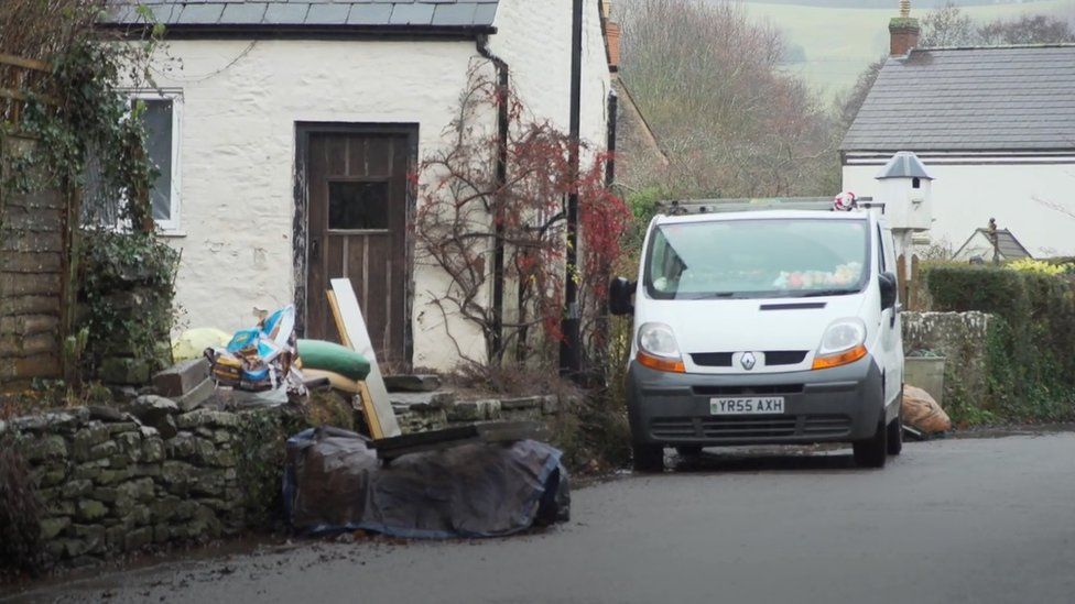 Possessions outside a property in Skenfrith, Monmouthshire