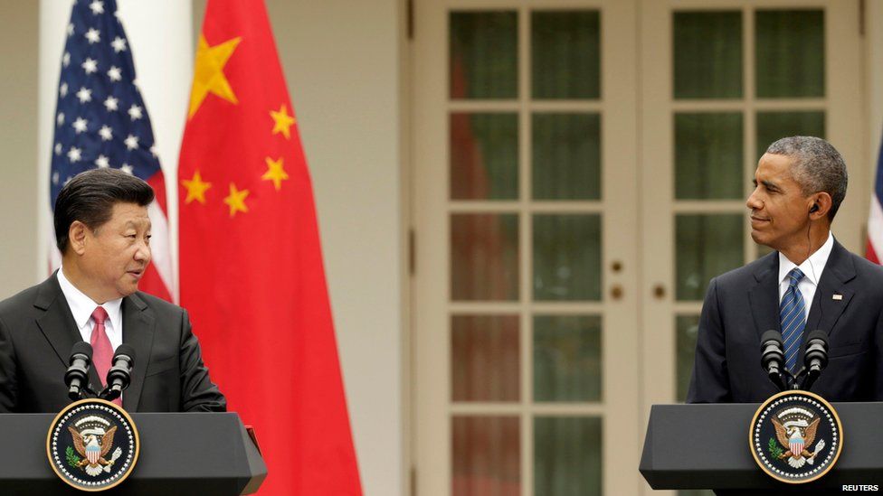 Chinese President Xi Jinping and US President Barack Obama, Washington (25 September)