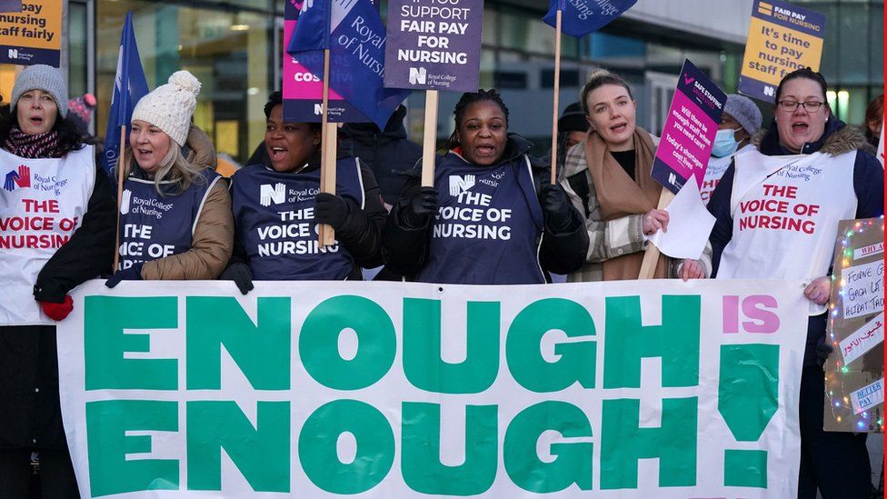 Nurses on a picket line in Birmingham