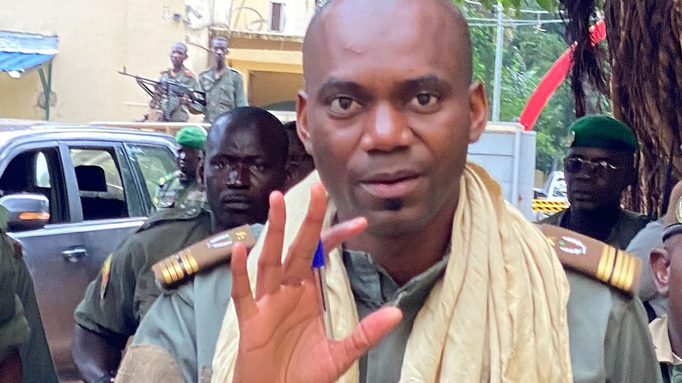 Colonel Sadio Camara, the former director of the Kati camp, arrives at the Malian Ministry of Defence in Bamako on August 19, 2020.