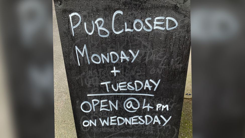 A pub closed sign in Abersoch