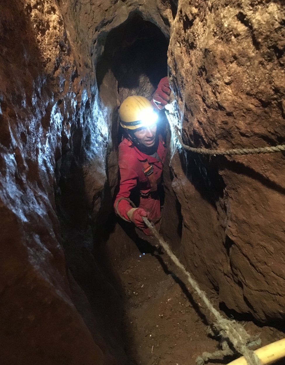 Archaeologist Martin Stables explores the cave