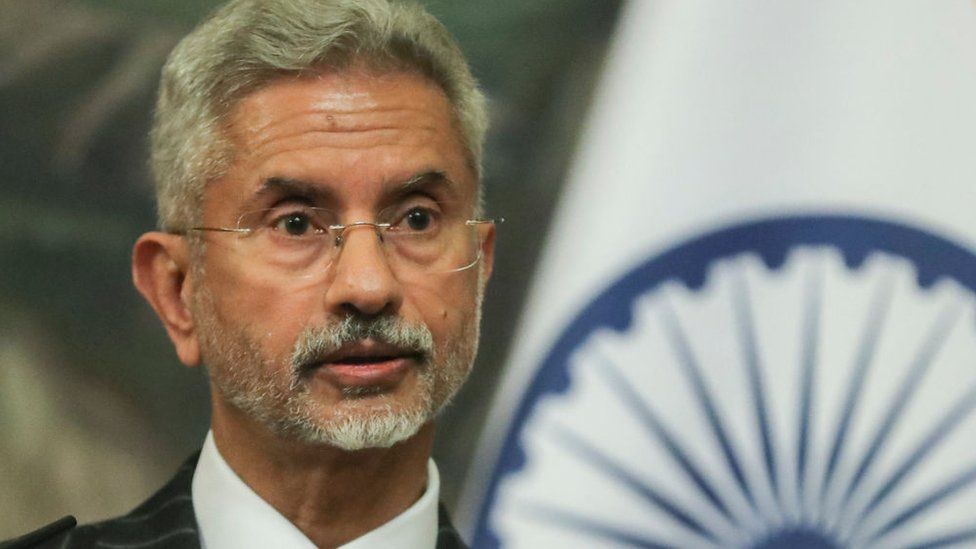 Indian Foreign Minister Subrahmanyam Jaishankar attends a joint press conference with his Russian counterpart following their talks in Moscow on November 8, 2022.