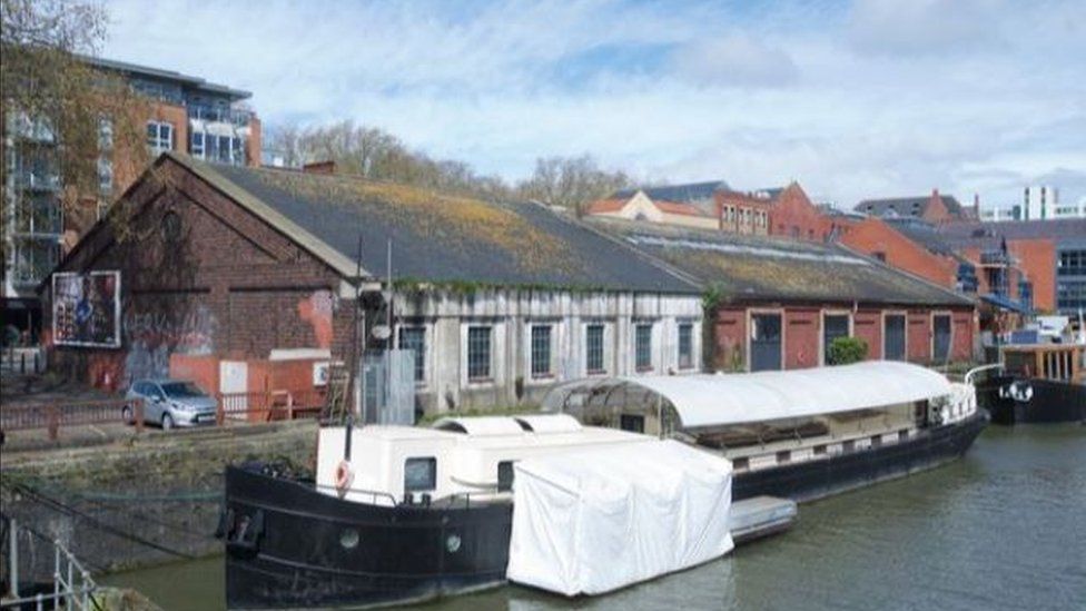 The Ebenhaezer barge at the O&M Shed site which Bristol City Council is buying for £1.4m