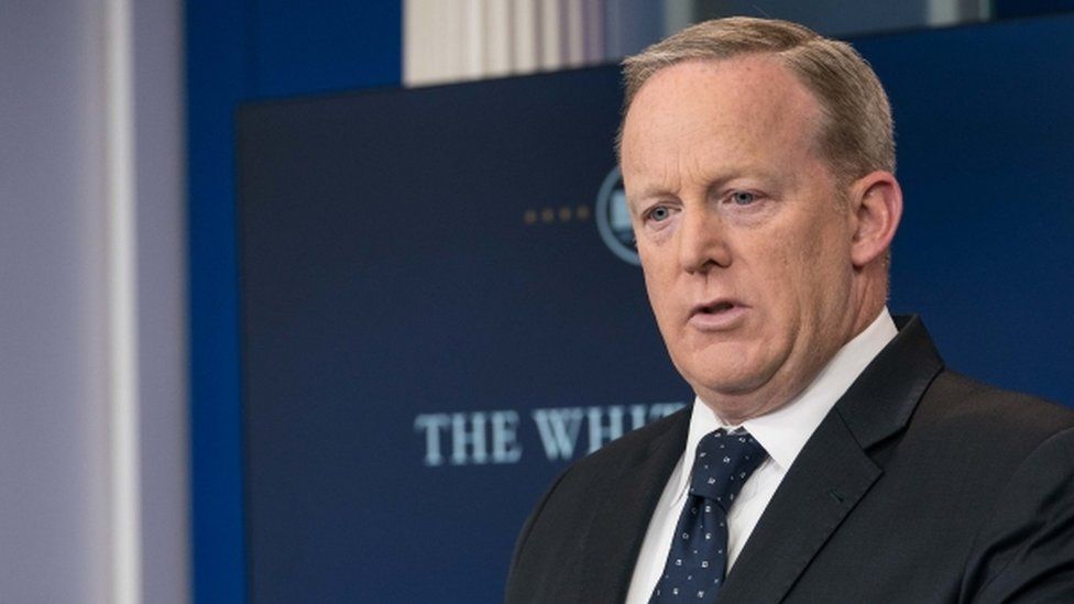 White House Press Secretary Sean Spicer appears at a news briefing.