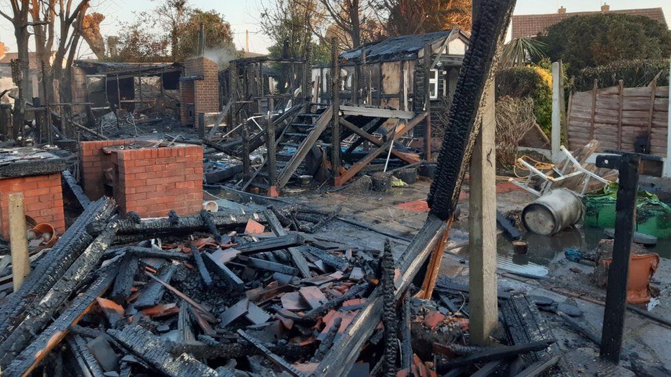 Wickford gardens and outbuildings destroyed by fire BBC News