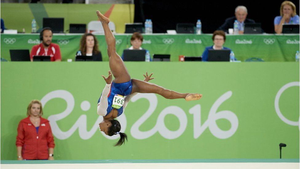 USA's Simone Biles in action during Floor Exercise of Women's Individual All-Around Final