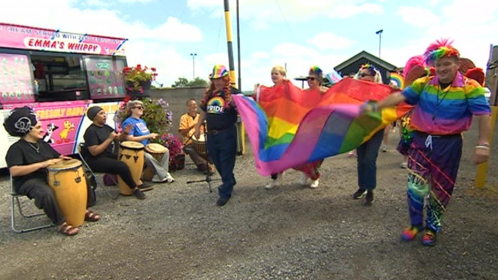 Pride parade in South Wingfield
