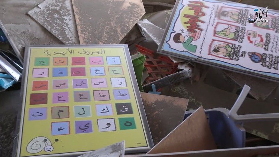 IS image said to show a children's nursery destroyed in a US air strike