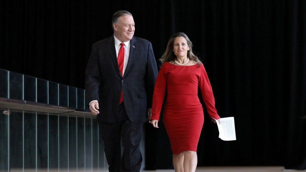 US Secretary of State Mike Pompeo and Canada Foreign Minister Chrystia Freeland