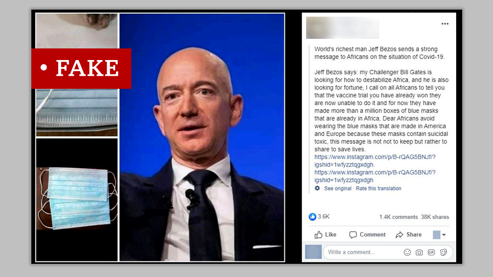 Screen grab of fake post about Jeff Bezos of Amazon