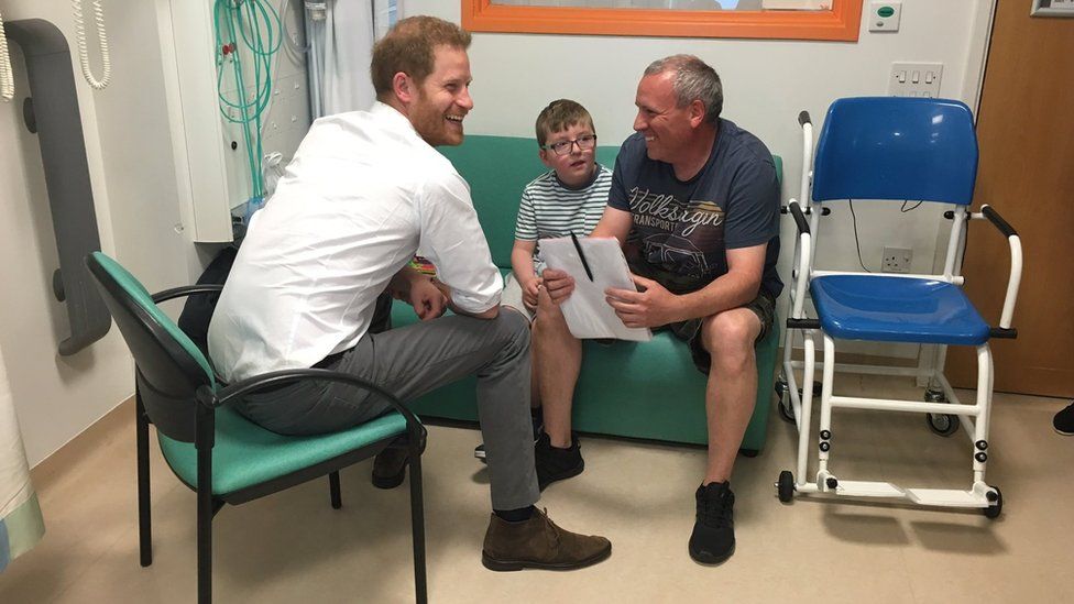Prince Harry meeting Ollie, seven, who’s being treated for leukaemia