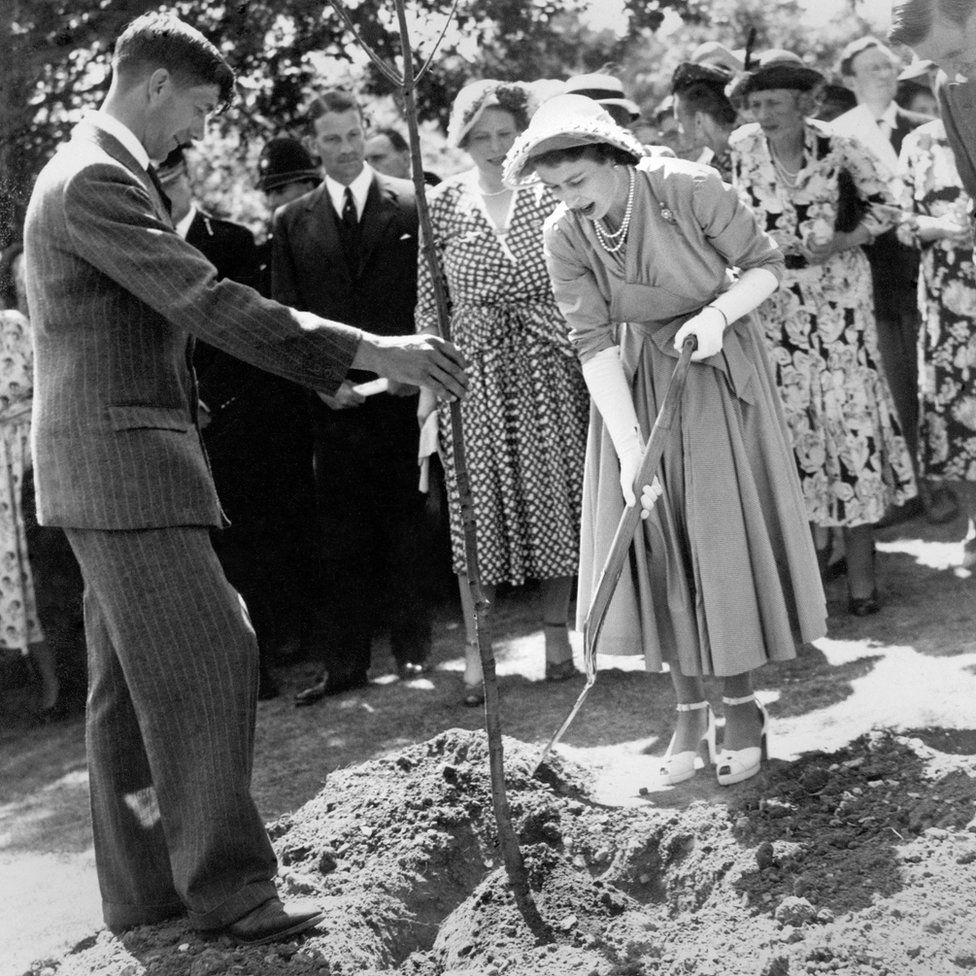 Princess Elizabeth opening a holiday centre for young people at Avon Tyrell, Hampshire