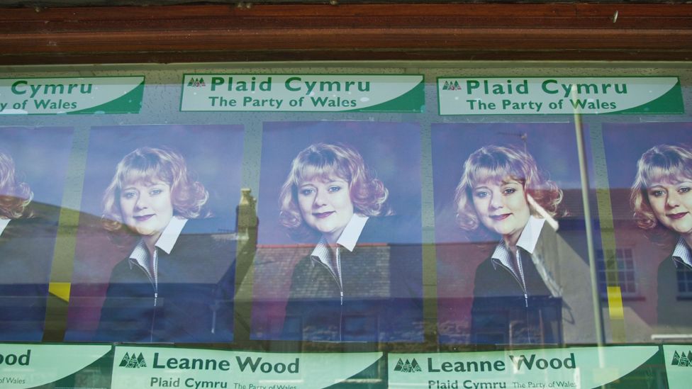 Posters of Leanne Wood, Plaid Cymru candidate in Rhondda