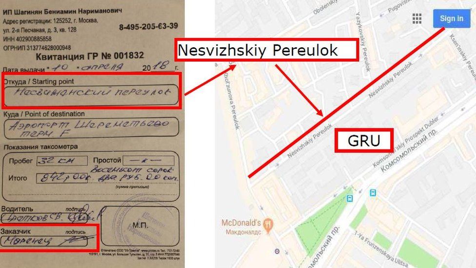 Receipt for a taxi journey from a street near the GRU to the airport