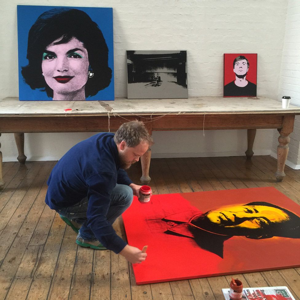 Paul Stephenson working on After Warhol painting