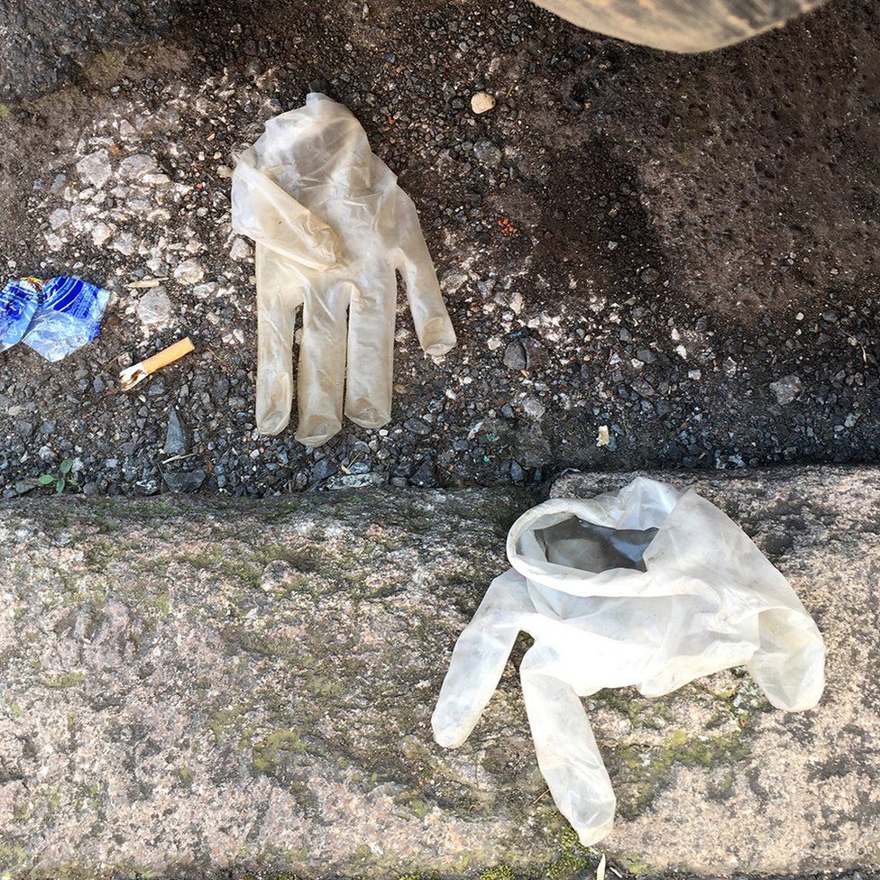 Discarded gloves