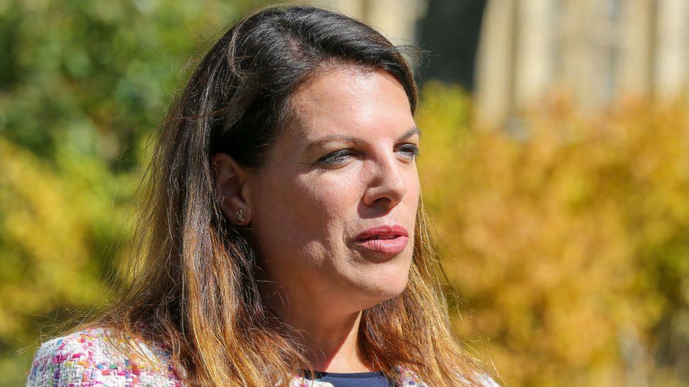 A close-up changeable  of Caroline Nokes outside