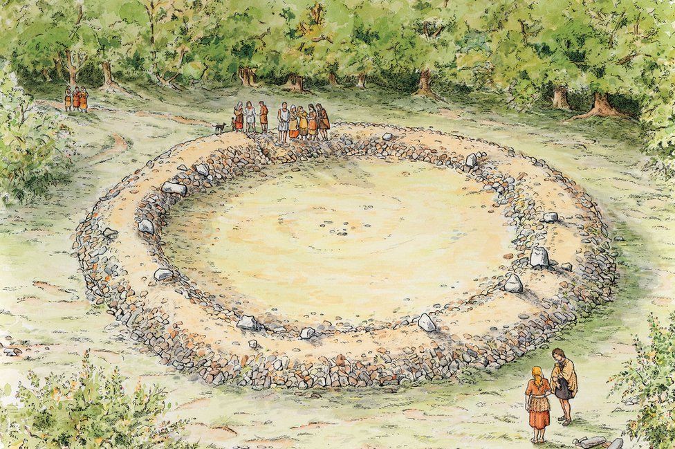 Artist's reconstruction of ring cairn