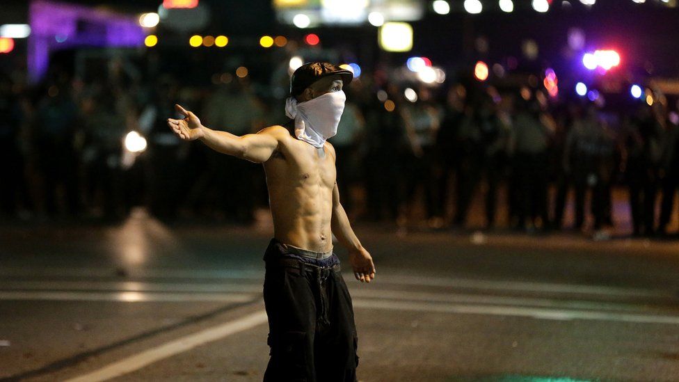 Protester in Ferguson