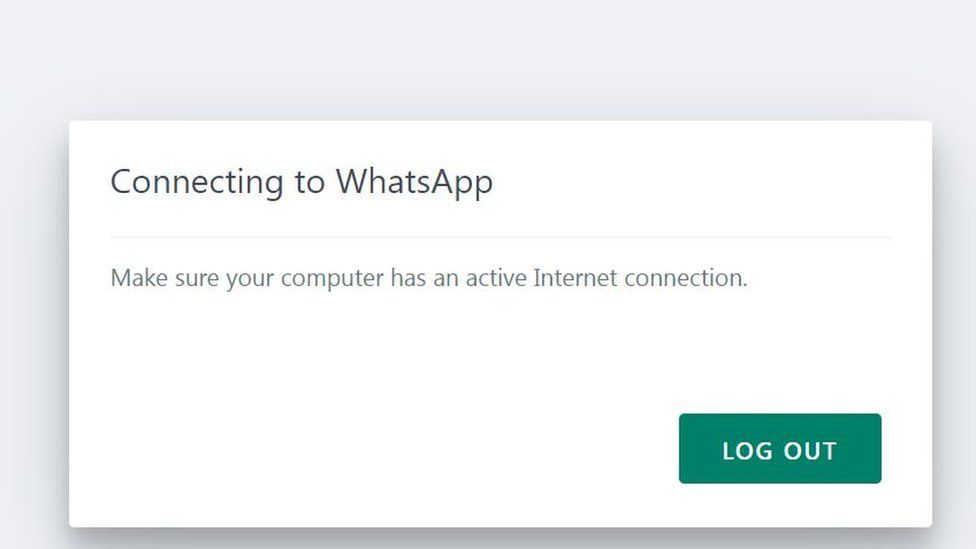 The message that appears when attempt to connect to WhatsApp on the web