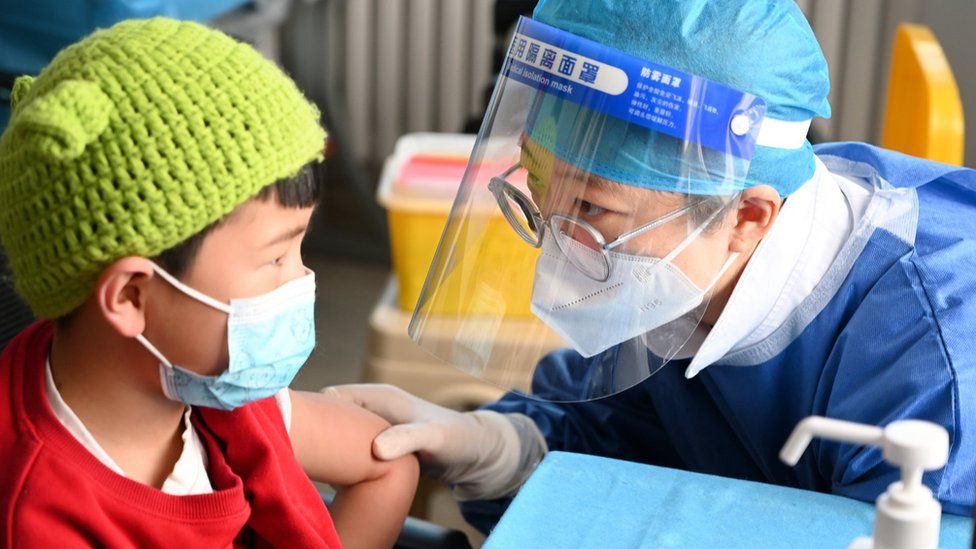 A child is vaccinated in Hohhot, Inner Mongolia, northern China