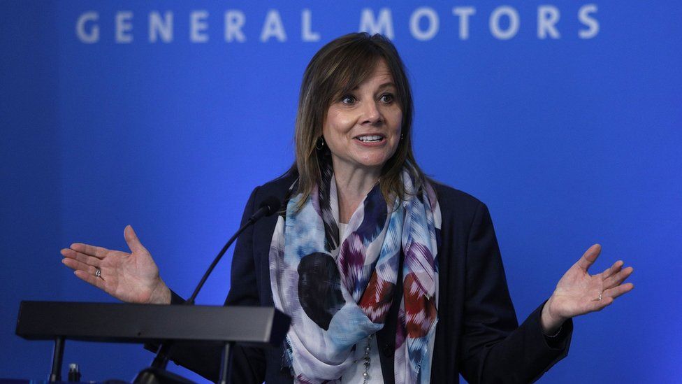 General Motors (GM) CEO Mary Barra speaks to the news media before the automobiile maker"s annual meeting of shareholders at GM world headquarters June12, 2018 in Detroit, Michigan.