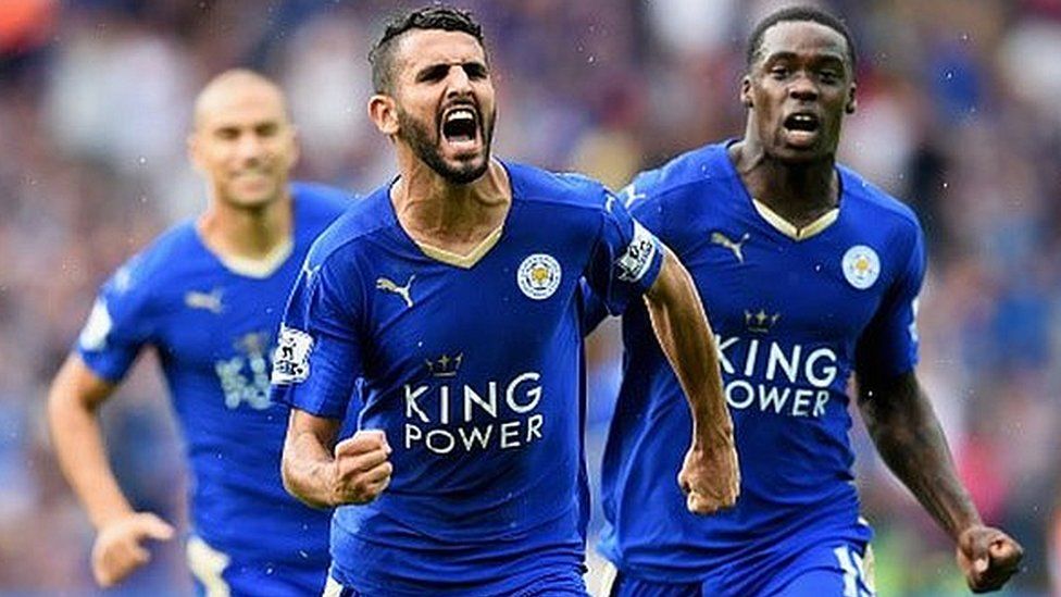 Riyad Mahrez of Leicester City celebrates