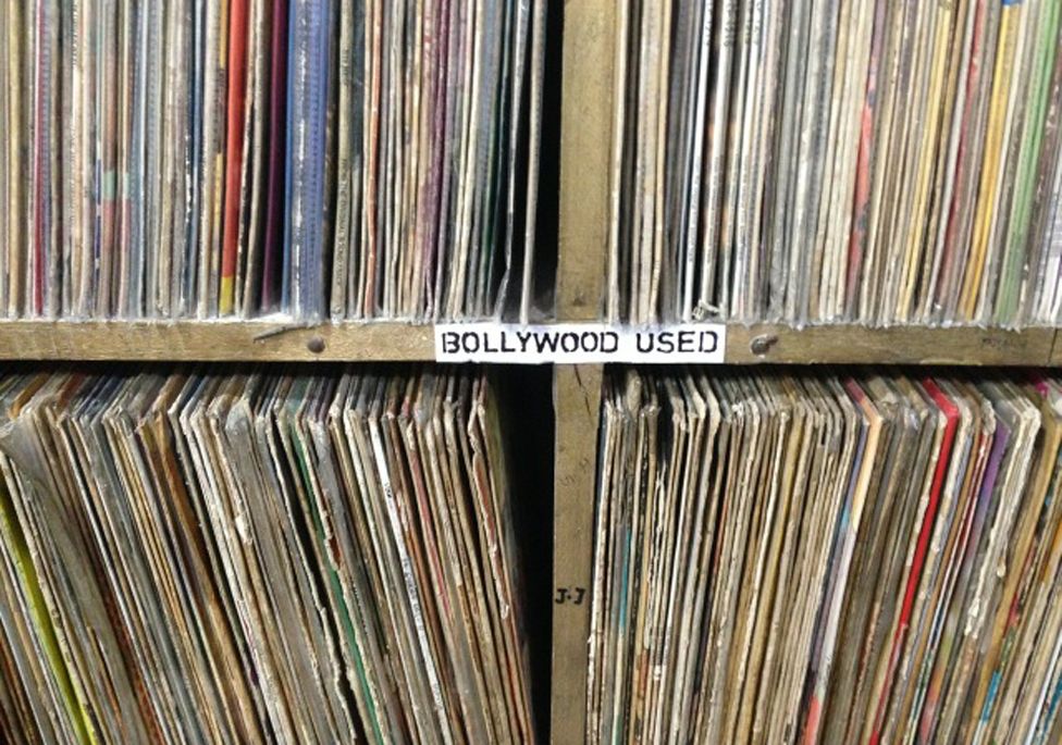 Records on shelves