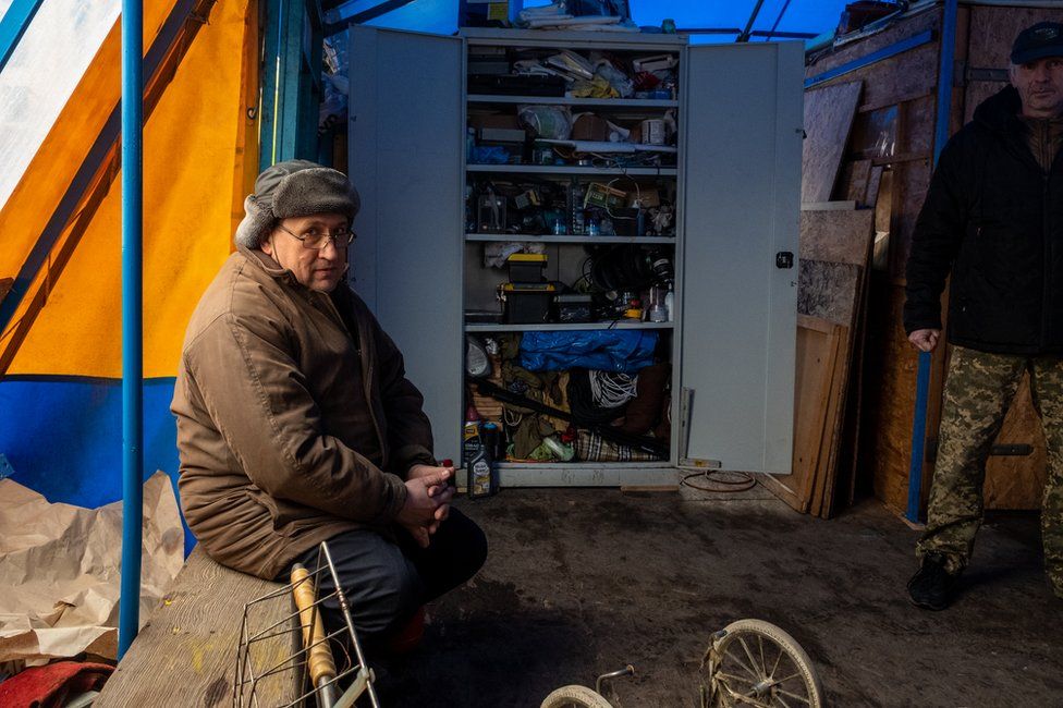 Borys Redin has operated a kind of pro-Ukraine protest tent opposite the local government building since 2014