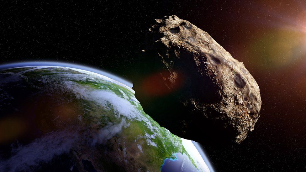 An artist's impression of an asteroid near earth