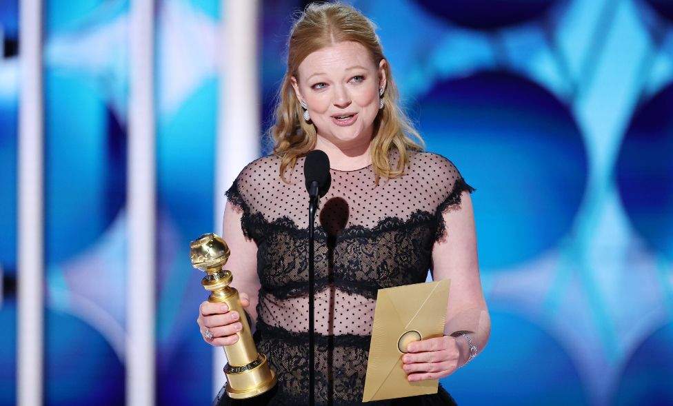 Sarah Snook accepts the award for Best Performance by a Female Actress in a Television Series Drama for "Succession" at the 81st Golden Globe Awards held at the Beverly Hilton Hotel on January 7, 2024 in Beverly Hills, California