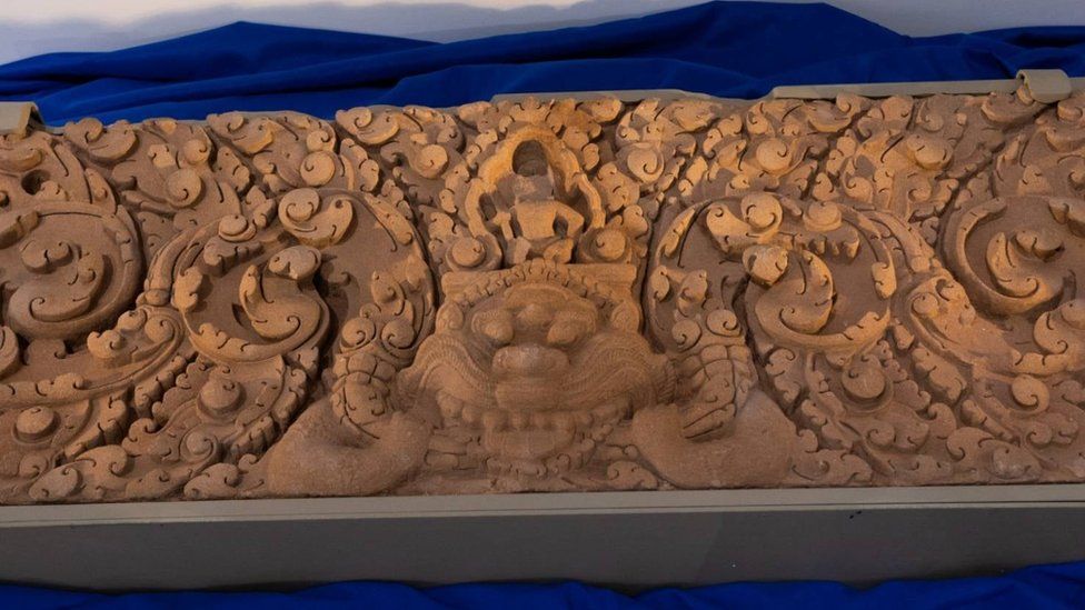 A hand carved lintel