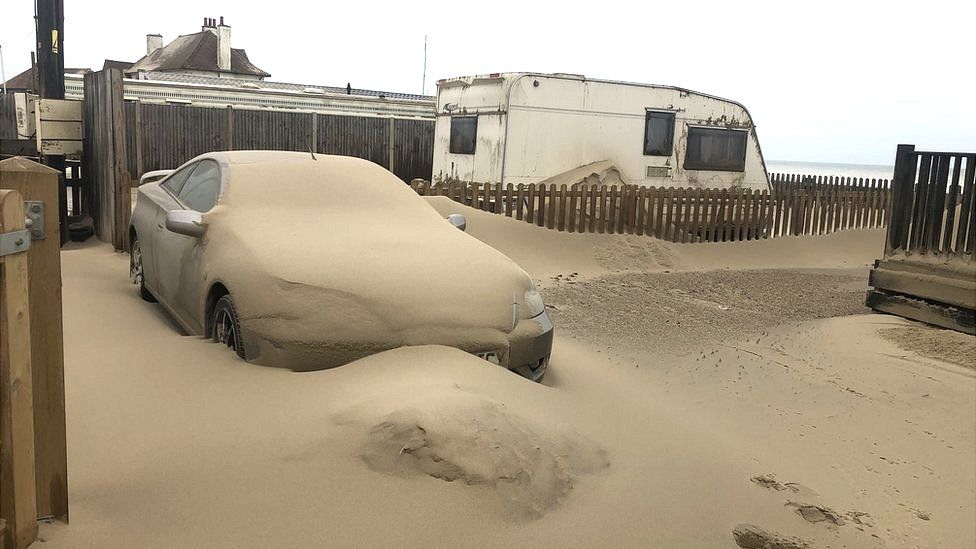 Sand storm at Walcott, Norfolk